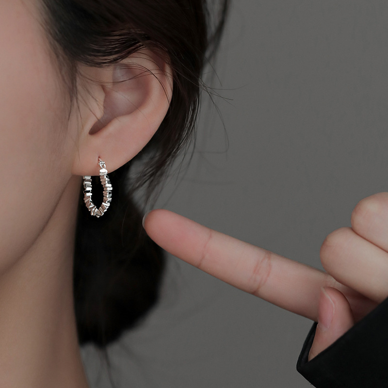 爆款 耳環 輕奢 小眾 高級感 925純銀碎銀 耳飾 飾品