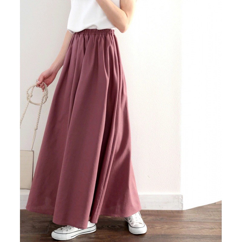 人氣商品 6色 素面 百搭 寬鬆 A字 鬆緊腰 半身裙