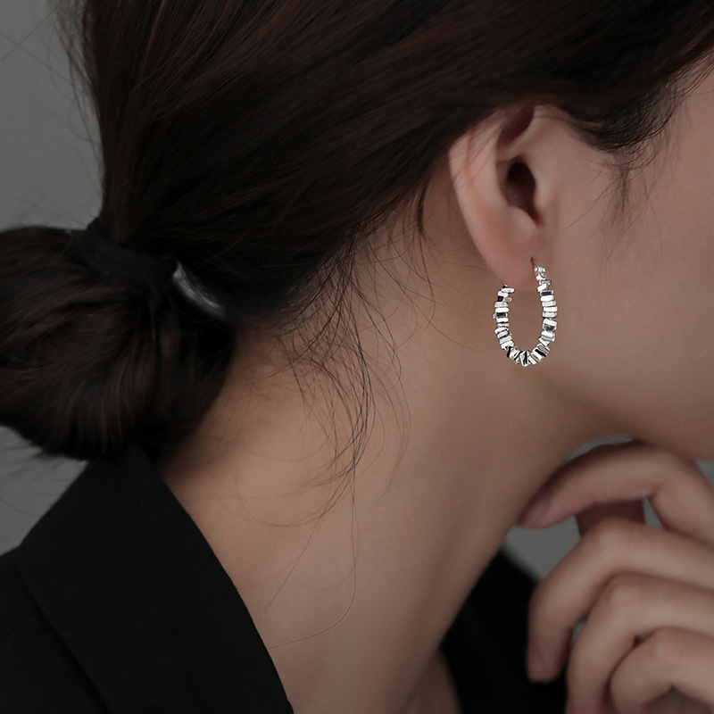 爆款 耳環 輕奢 小眾 高級感 925純銀碎銀 耳飾 飾品