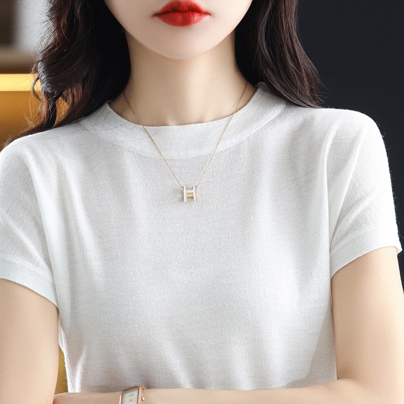 簡約好搭 7色 復古 百搭 亮絲 氣質 針織 短袖 T恤