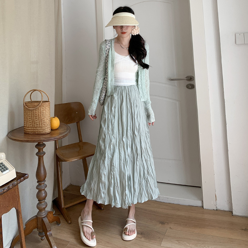 不規則韻 溫柔裙擺 皺皺半身裙大裙擺長裙