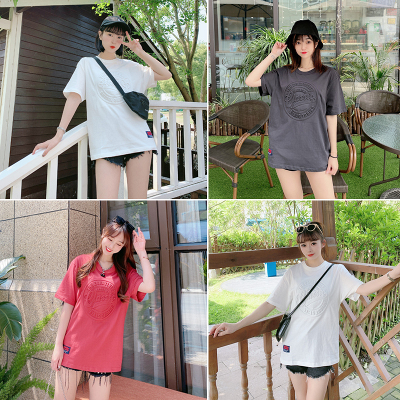 立體 凹凸字母 圓領 短袖 T恤 男女情侶 打底衫 上衣