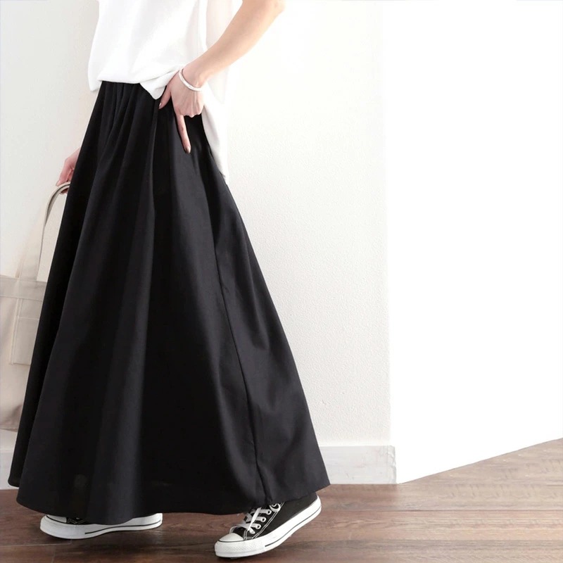 人氣商品 6色 素面 百搭 寬鬆 A字 鬆緊腰 半身裙