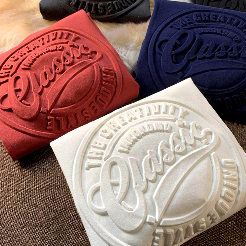 立體 凹凸字母 圓領 短袖 T恤 男女情侶 打底衫 上衣