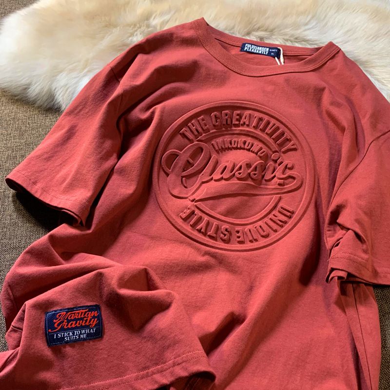 立體 凹凸字母 圓領 短袖 T恤 男女情侶 打底衫 上衣