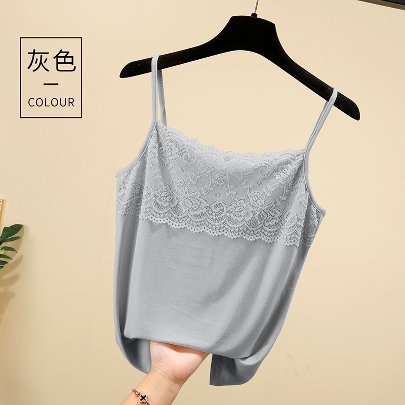 Bratop 心機小背心 莫代爾蕾絲吊帶背心 無袖百搭 學生內搭打底衫上衣薄