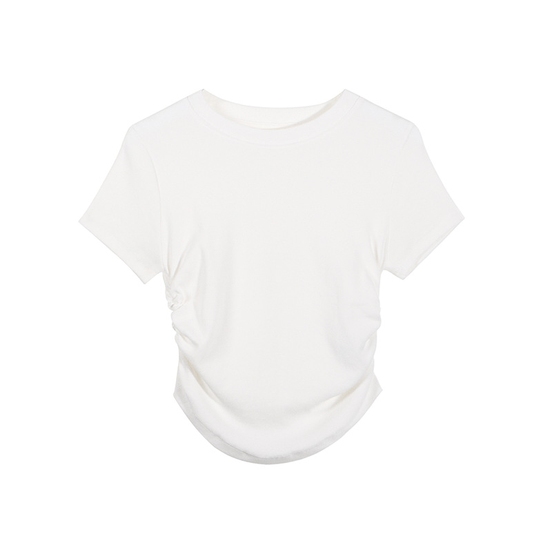 多彩夢幻 收腰抽褶設計款短袖 休閒T恤*4色