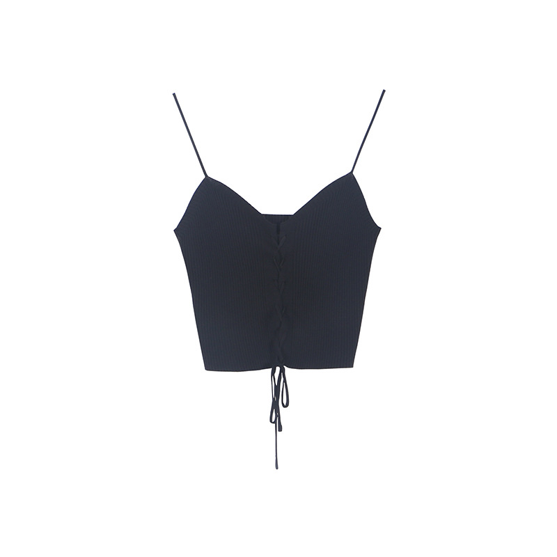 紅繩針織 設計感綁帶 細肩帶背心