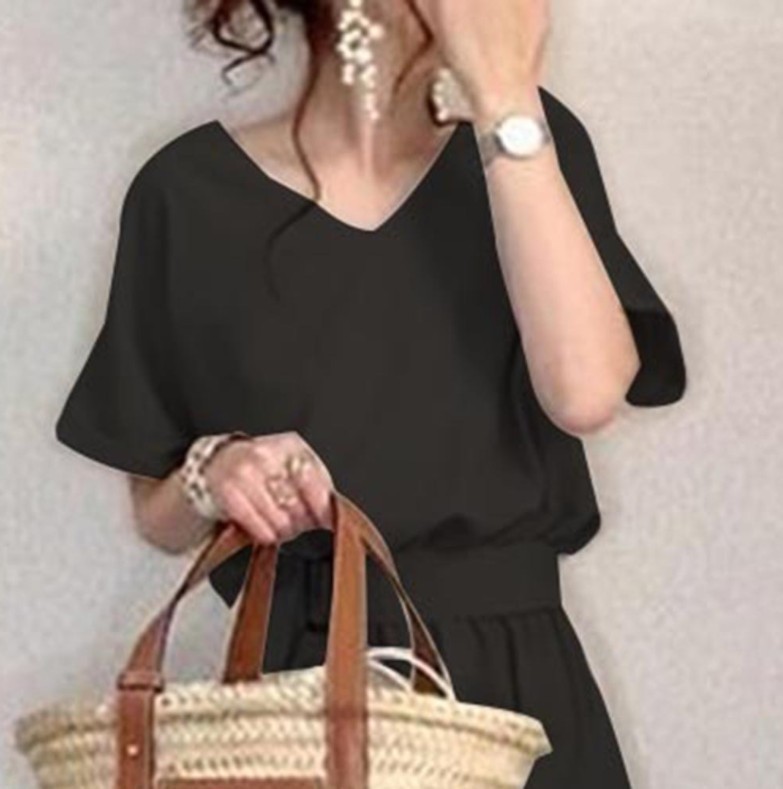 顯瘦洋裝 氣質通勤 收腰純色 淑女 長裙 洋裝