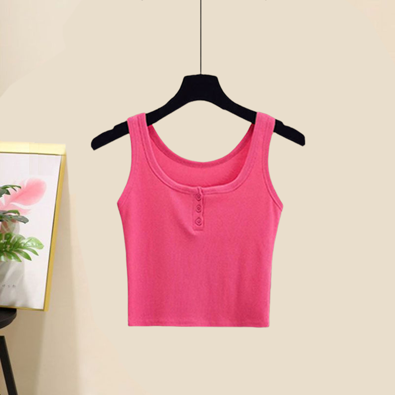 【穿搭一整套】整套特價$1165 韓版優雅風簡約復古紐扣背心+百搭襯衫+捲邊牛仔短褲套裝