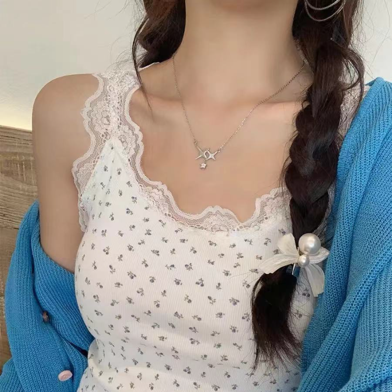 Bratop 小可愛*6色入 甜辣純慾系蕾絲花邊 碎花 吊帶背心夏季甜美修身內搭外穿上身