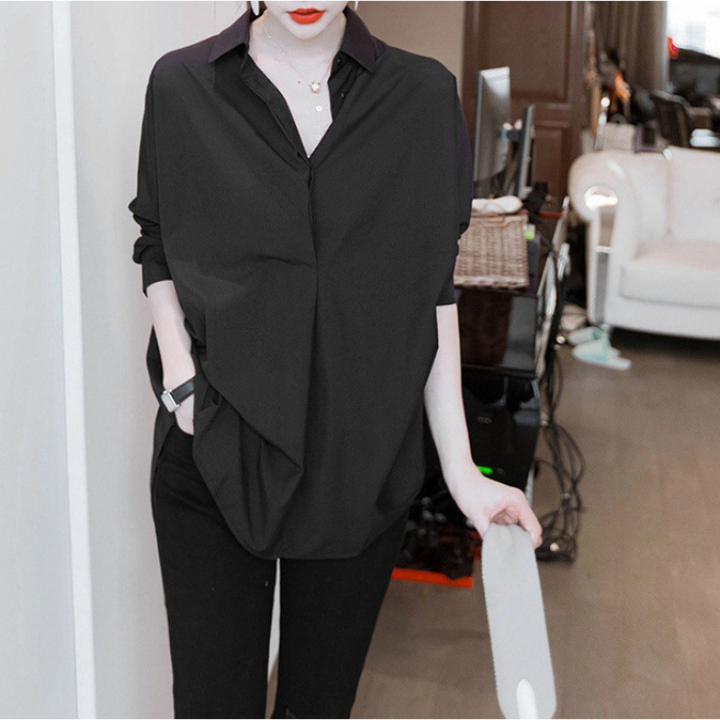 港風 慵懶風 棉白襯衫 小眾氣質 寬鬆顯瘦 休閒襯衣