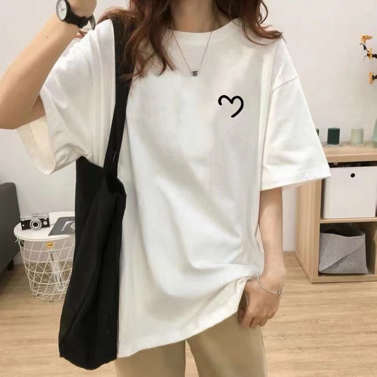 簡約好搭【M-4XL】休閒 寬鬆 印花 圓領 短袖 T恤