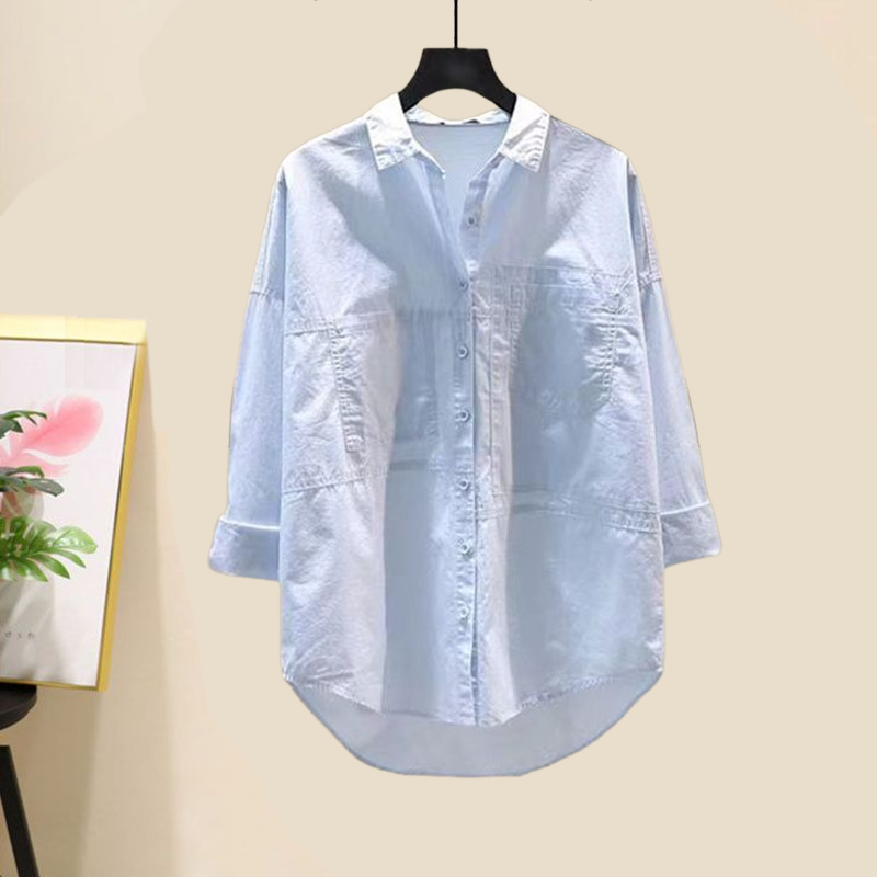 【穿搭一整套】整套特價$1165 韓版優雅風簡約復古紐扣背心+百搭襯衫+捲邊牛仔短褲套裝