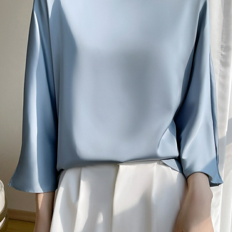 知性美型 氣質 簡約 圓領 寬鬆 九分袖 T恤