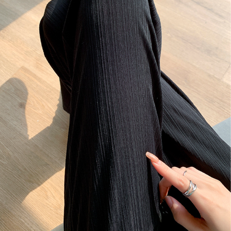 淺綠色 冰絲 闊腿褲 防蚊  高腰 垂感 窄版 直筒 涼涼褲 寬褲