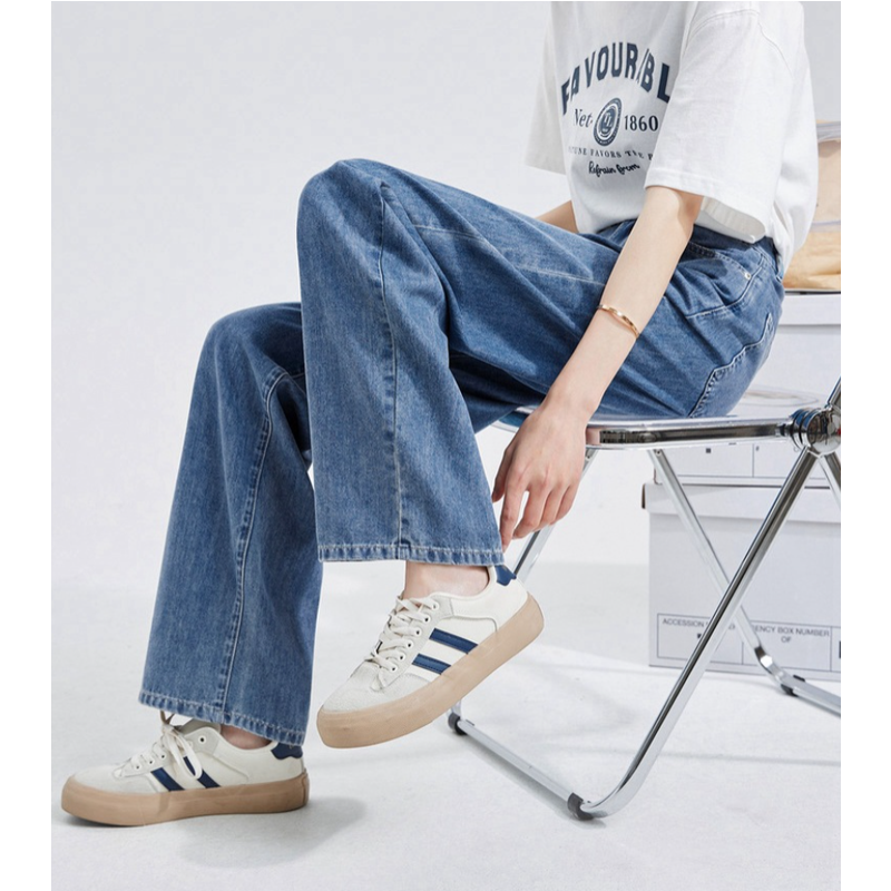 顯高顯瘦新版寬褲 垂感拖地長牛仔褲 高腰直筒牛仔褲 S-2XL 大碼胖mm闊腿寬鬆垂感拖地長褲