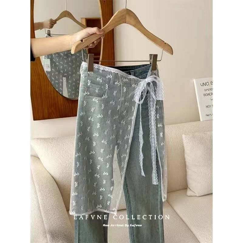 韓國疊疊樂 疊穿主義 ins系帶博主款蕾絲紗裙小眾綁帶設計辣妹圍裙半身裙屁簾