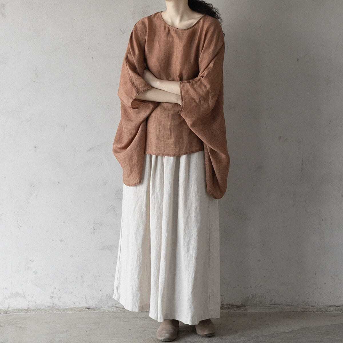 文藝 寬鬆 百搭 夏季新品 蝙蝠袖 大尺碼 防曬服 襯衫