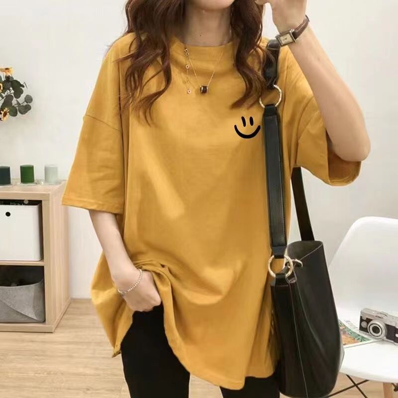 簡約好搭【M-4XL】休閒 寬鬆 印花 圓領 短袖 T恤