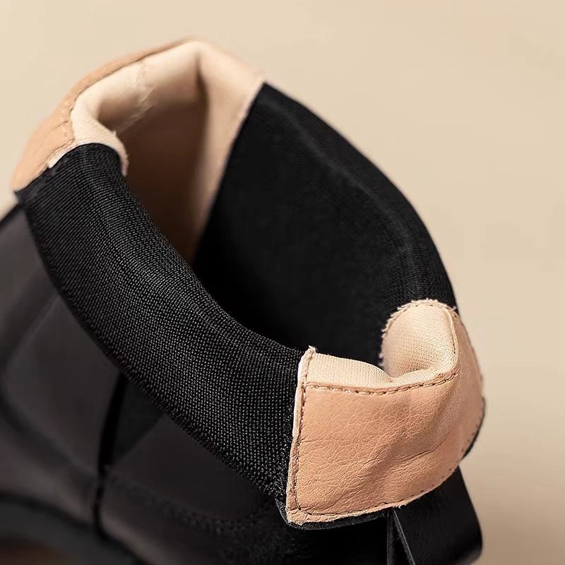 溫柔好感 素面 爆款 V口 粗高跟 切爾西 厚底 馬丁靴 短靴