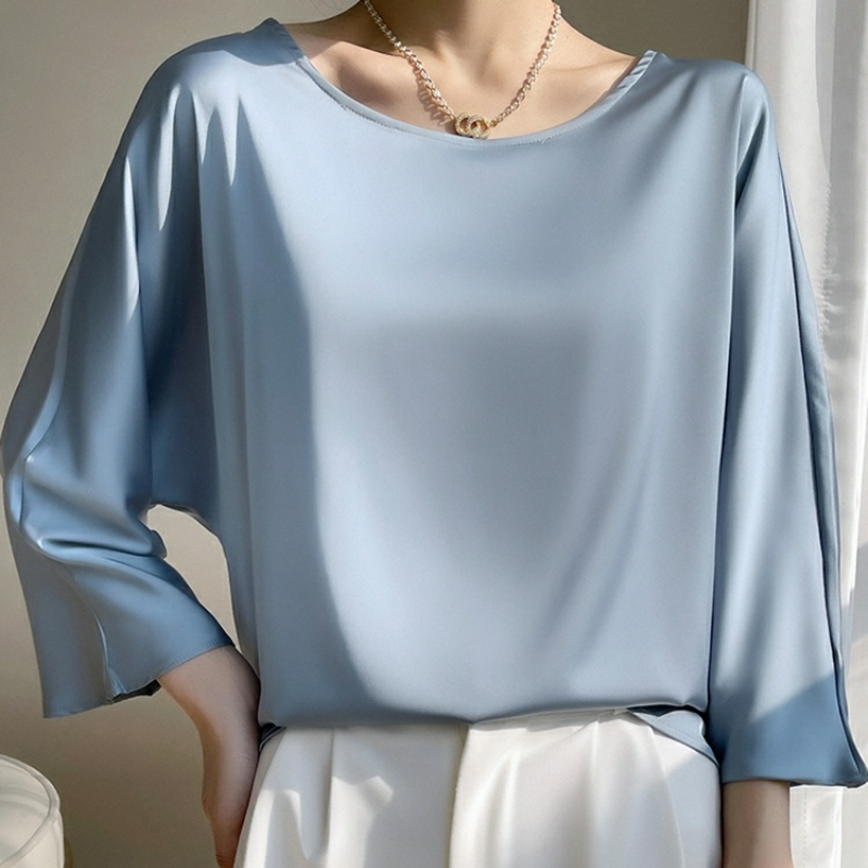 知性美型 氣質 簡約 圓領 寬鬆 九分袖 T恤