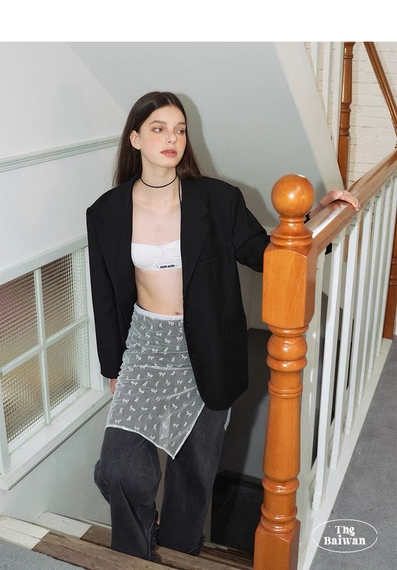 韓國疊疊樂 疊穿主義 ins系帶博主款蕾絲紗裙小眾綁帶設計辣妹圍裙半身裙屁簾