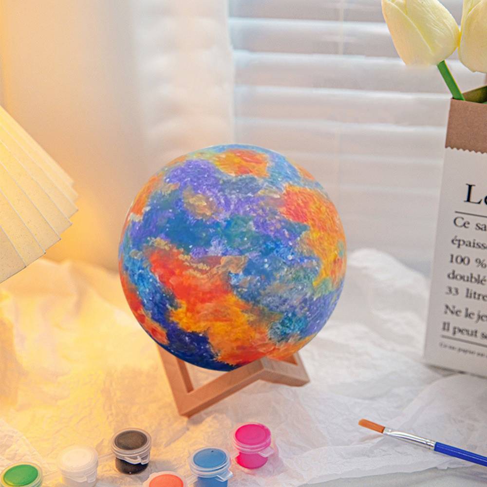 DIY 3D Moon Night Light Paint Your Own Moon Lamp Kit Gift for Kids - photomoonlampuk