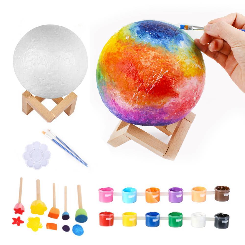 DIY 3D Moon Night Light Paint Your Own Moon Lamp Kit Gift for Kids - photomoonlampuk