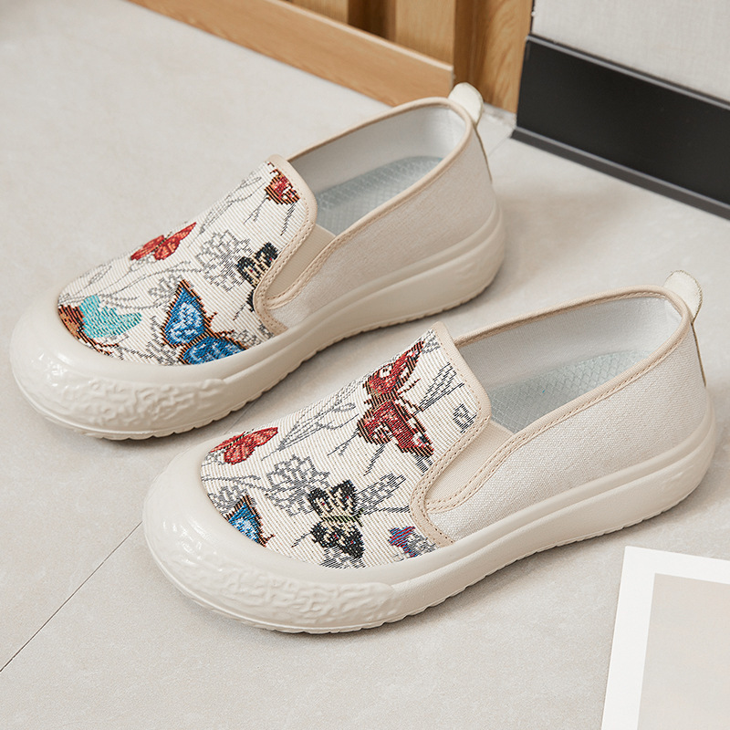 蝶刺繍付きレディースシューズ