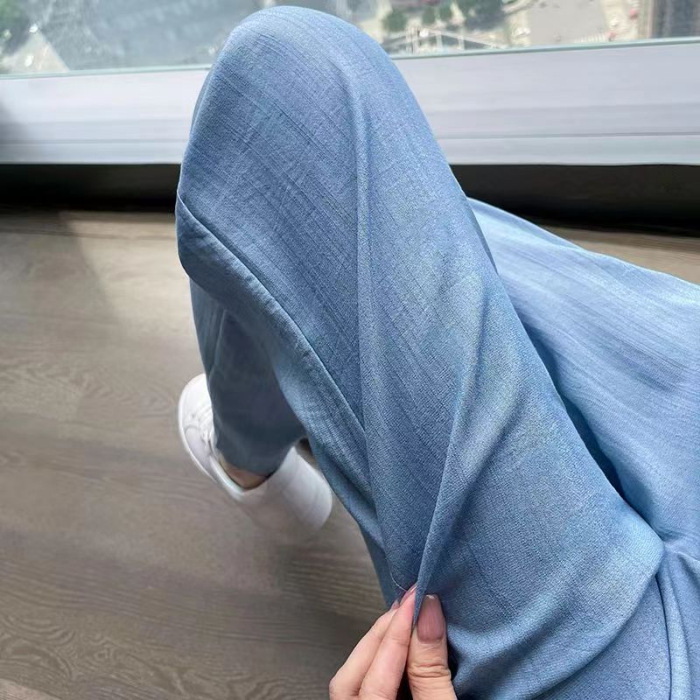 女夏薄款天絲牛仔闊腿褲