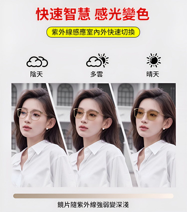 時尚光感變色防藍光鏡