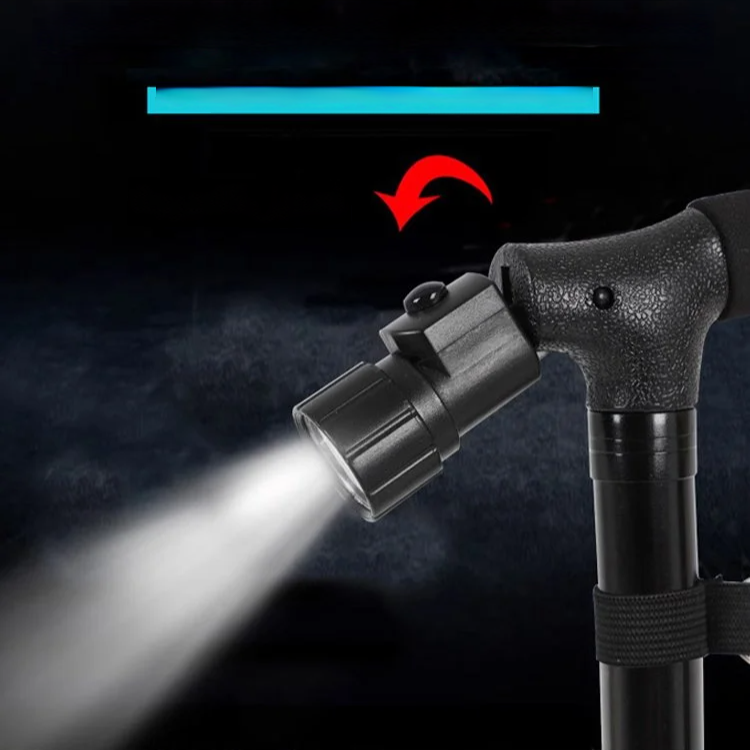 عكاز متعدد الوظائف قابل للطي مع ضوء