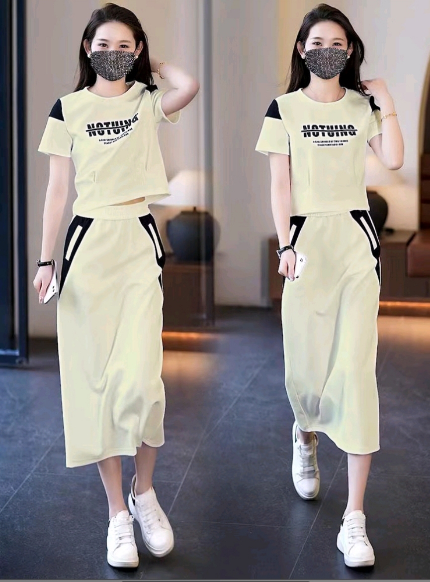 1178957#時尚短袖拼色連衣裙兩件套