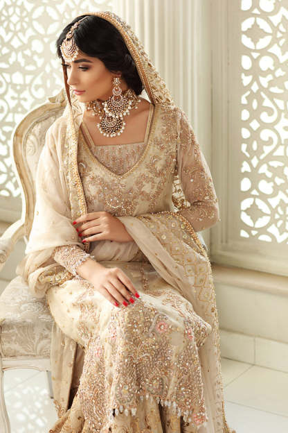 Lovely Off White Hand work Pakistani Salwar Kameez With Bottom Work