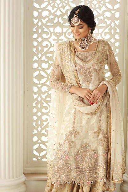 Lovely Off White Hand work Pakistani Salwar Kameez With Bottom Work