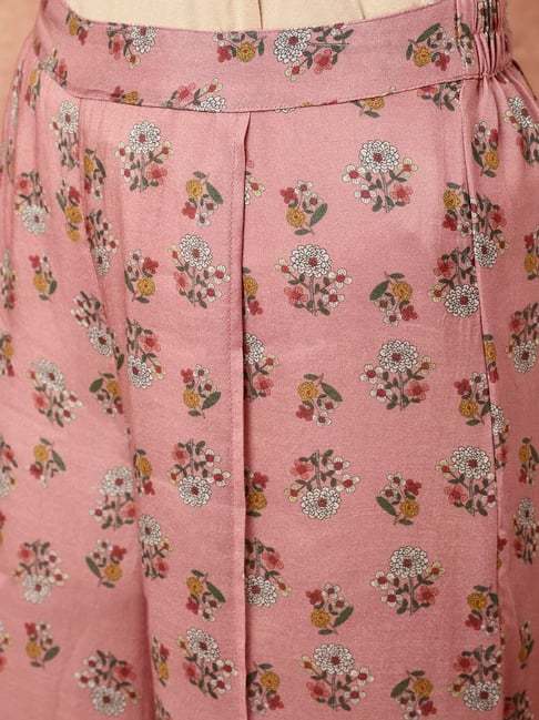 ROSE ETHNIC PRINTED GATHERED KURTA WITH PALAZZO CO-ORD SET