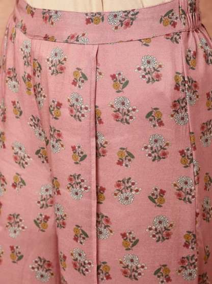 ROSE ETHNIC PRINTED GATHERED KURTA WITH PALAZZO CO-ORD SET