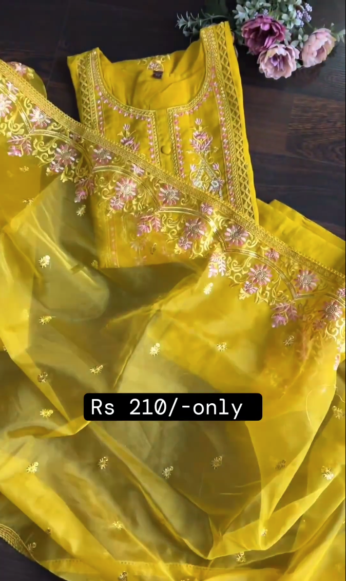 Golden Grace: Yellow Karachi Suit – Fantasy Wear