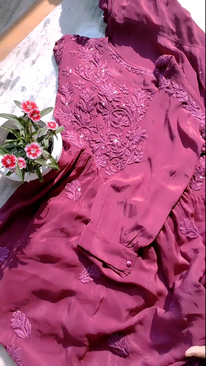 Candy Skin Kurti with Floral Designs