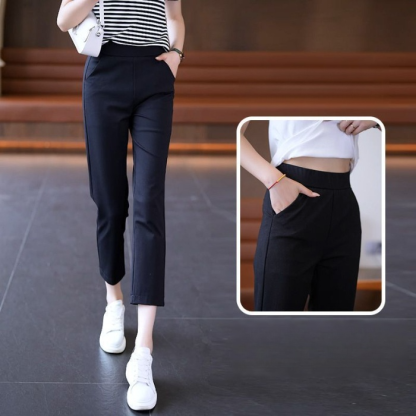 High-waisted thin section haren eight-minute pants