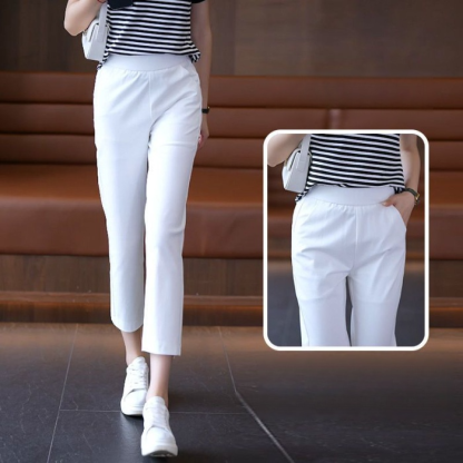 High-waisted thin section haren eight-minute pants