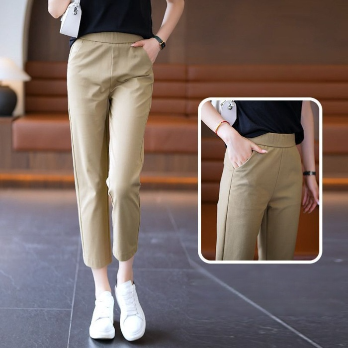 High-waisted thin section haren eight-minute pants