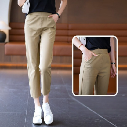 High-waisted thin section haren eight-minute pants