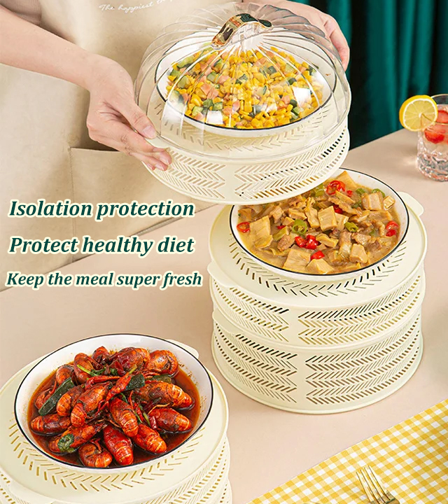 Dust-proof and anti-mosquito multi-layer hollow dish cover