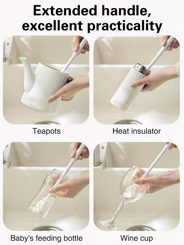 Three in one long handled cleaning cup brush