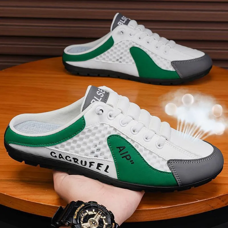 รองเท้าผ้าใบแบบสลิปออน เปิดส้น