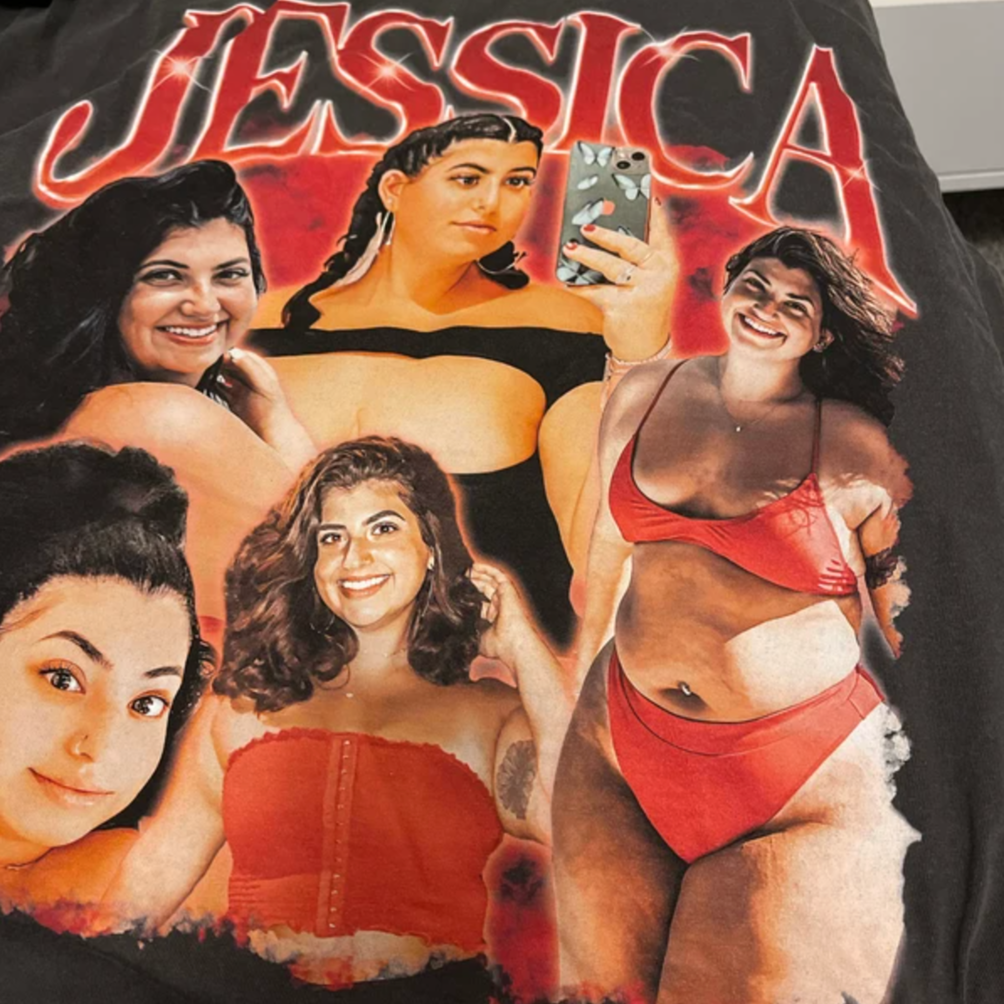 【ホットスタイル】レトロフォトカスタムカップル半袖 T シャツ-welikecustom-MJ