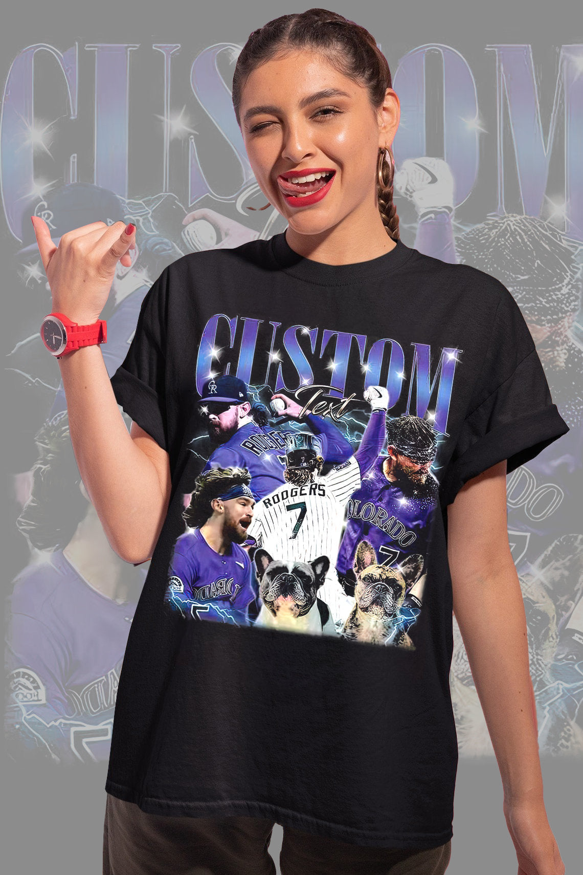 レトロフォトカスタムカップル半袖Tシャツ-WLC001-welikecustom-MJ