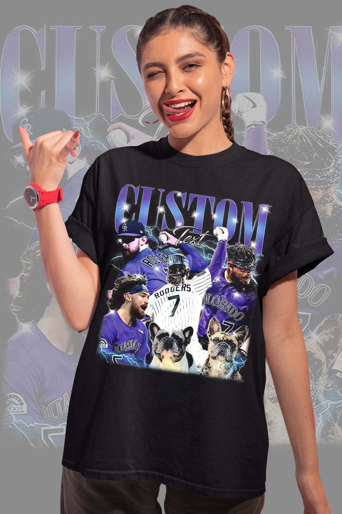 レトロフォトカスタムカップル半袖Tシャツ-WLC001-welikecustom-MJ